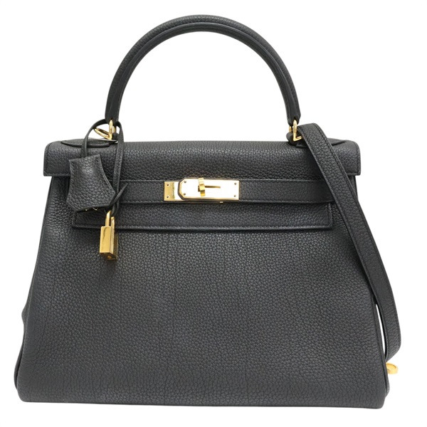 黑色 Togo牛皮 Kelly 28 凱莉包 兩用包 A刻 金釦【HERMES 愛馬仕】