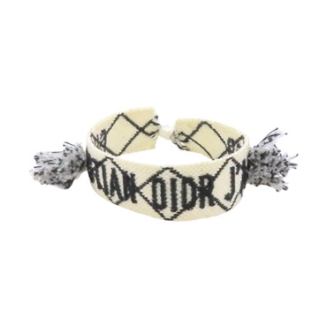 白色 編織棉布 刺繡 misanga 手環【Dior 迪奧】