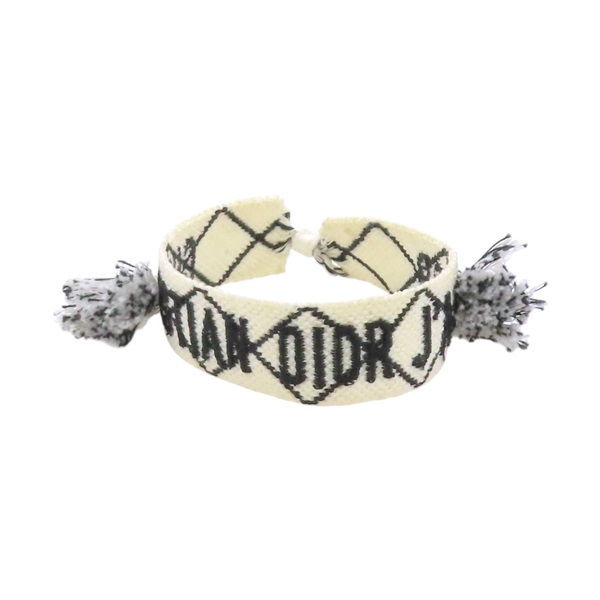 白色 編織棉布 刺繡 misanga 手環【Dior 迪奧】