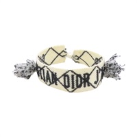 白色 編織棉布 刺繡 misanga 手環【Dior 迪奧】