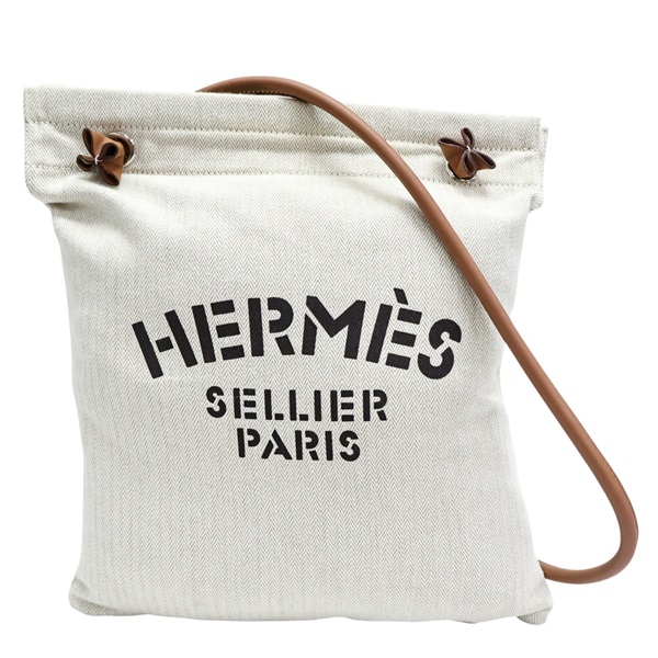 米色帆布 棕色牛皮 Aline Groom 托特包 D刻【HERMES 愛馬仕】 H068487CK