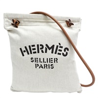 米色帆布 棕色牛皮 Aline Groom 托特包 D刻【HERMES 愛馬仕】 H068487CK