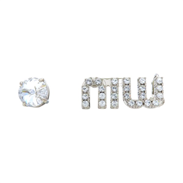 銀色 黃銅 水晶 Crystal Logo 耳環【MIU MIU 繆繆】 5JO7602DNC