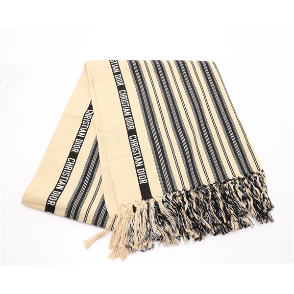 黑色條紋 米色 棉質 Striped Toile stole 圍巾【Dior 迪奧】 91LDS304I980