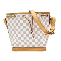 白色 棋盤格 帆布Noe BB 肩背包【LOUIS VUITTON LV 路易威登】 N41220