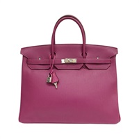 玫粉色 Togo牛皮  Birkin 40 柏金包 手提包 □Q刻 銀扣【HERMES 愛馬仕】