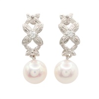 18K白金 珍珠 鑽石 耳環【JEWELRY 無品牌珠寶】
