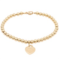 18K黃金 Mini Heart Tag Bead 手鍊【Tiffany & Co 蒂芬妮】 74824447