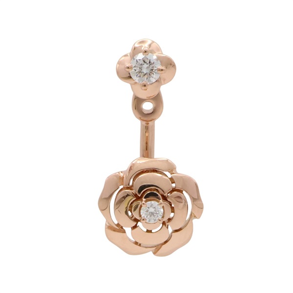 CHANEL 香奈兒 Extrait de Camelia 單邊 針式耳環 18K玫瑰金 J12119