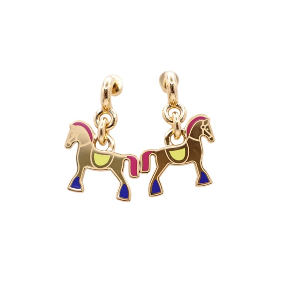 多色 金屬 Cheval 針式耳環【HERMES 愛馬仕】 H100008FO