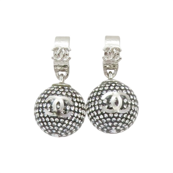 銀色 鍍金 Disco Ball CC Drop 耳環【CHANEL 香奈兒】
