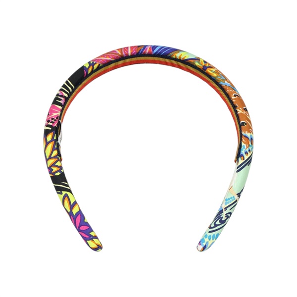 粉色 絲綢 Wild Singapore"" Elsa headband 髮箍【HERMES 愛馬仕】 H231019G 03TU