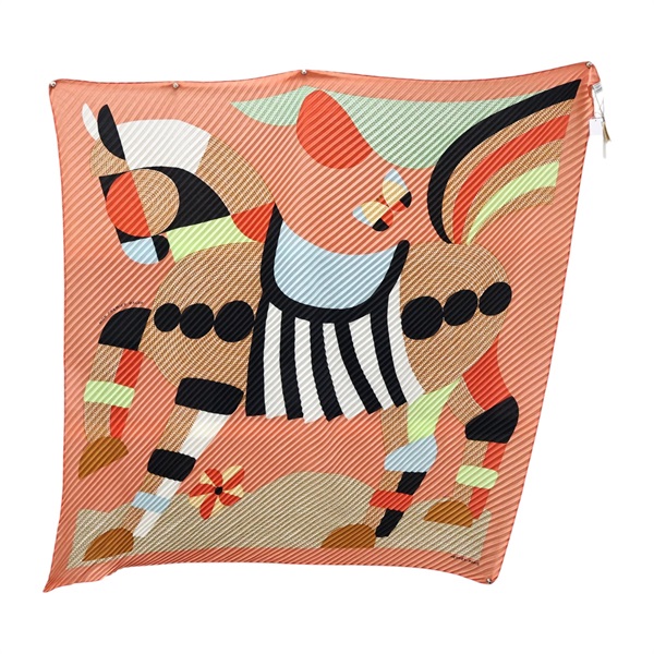 橘色 羊絨 Plisse Scarf 絲巾【HERMES 愛馬仕】