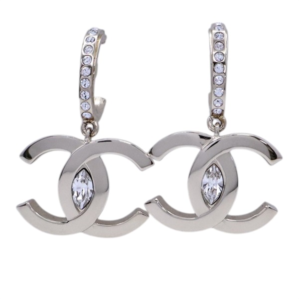 金屬 logo 水鑽 Large COCO 針式耳環【CHANEL 香奈兒】 ABB720