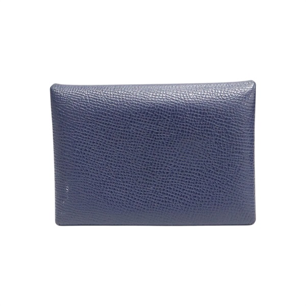 藍寶石藍 EPSON牛皮  calviduo verso 名片夾 U刻 銀扣【HERMES 愛馬仕】 H083038CK