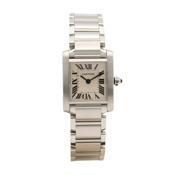 Cartier 卡地亞 Tank Francaise 腕錶 米色錶盤 不鏽鋼 W51008Q3