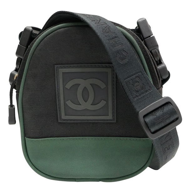 黑/綠色 帆布 Sports Line 肩背包【CHANEL 香奈兒】 A23300