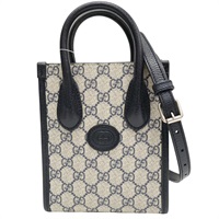 藍色 GG Supreme帆布 牛皮飾邊 Mini Retro Interlocking G 肩背包【GUCCI 古馳】 671623