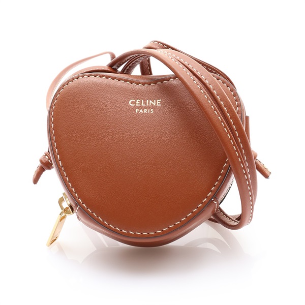 棕色 牛皮 Micro Heart Crossbody 肩背包【CELINE 賽琳】 10J113DZW.04LU