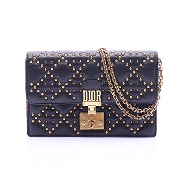 黑色 Cannage 籐格紋 羊皮 Studded Dioraddict Flap 肩背包【Dior 迪奧 】