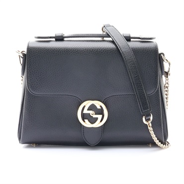 黑色牛皮 Interlocking G Top Handle 兩用包【GUCCI 古馳】 510302