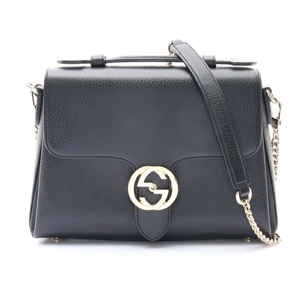 黑色牛皮 Interlocking G Top Handle 兩用包【GUCCI 古馳】 510302