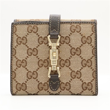 棕色 帆布 GG Jackie 雙折皮夾【GUCCI 古馳】 220354