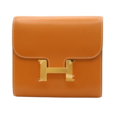 芝麻色 Tadelakt 牛皮 Constance Compact 短夾 C刻 金釦【HERMES 愛馬仕】
