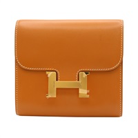 芝麻色 Tadelakt 牛皮 Constance Compact 短夾 C刻 金釦【HERMES 愛馬仕】