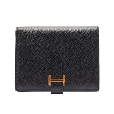 黑色 Epsom 牛皮 Bearn Compact 二折短夾 Z刻 金釦【HERMES 愛馬仕】 H039790CC