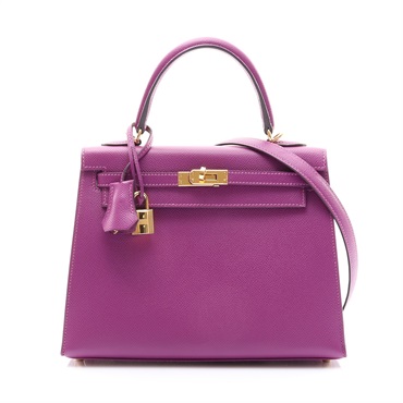 海葵紫色 EPSOM牛皮 Kelly 25 外縫 兩用包 D刻【HERMES 愛馬仕】