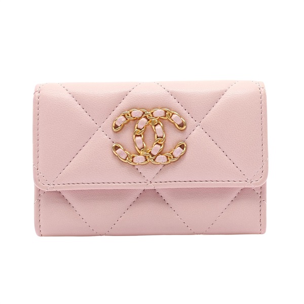 粉色 菱格紋 羊皮 19 Flap Card Holder 卡夾 名片夾 無卡【CHANEL 香奈兒】 AP1790