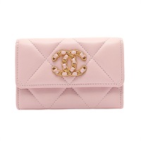 粉色 菱格紋 羊皮 19 Flap Card Holder 卡夾 名片夾 無卡【CHANEL 香奈兒】 AP1790