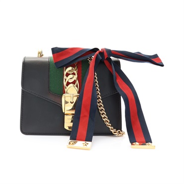 黑色 牛皮 Sherry Line Sylvie 肩背包【GUCCI 古馳】 431666