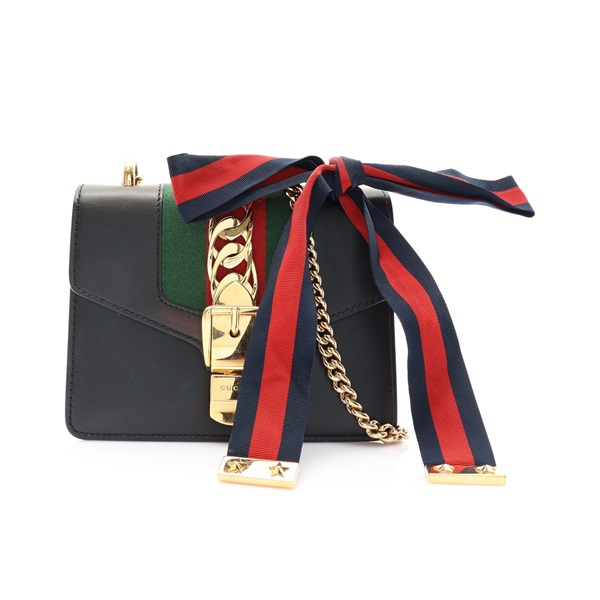 黑色 牛皮 Sherry Line Sylvie 肩背包【GUCCI 古馳】 431666