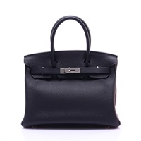 黑色 TOGO牛皮 Birkin 30 手提包 X刻 銀扣【HERMES 愛馬仕】
