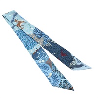 藍色 絲綢 Dans Un Jardin Anglais Twilly 絲巾【HERMES 愛馬仕】