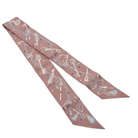 棕色 絲綢 Les Cles a Pois Twilly 絲巾【HERMES 愛馬仕】