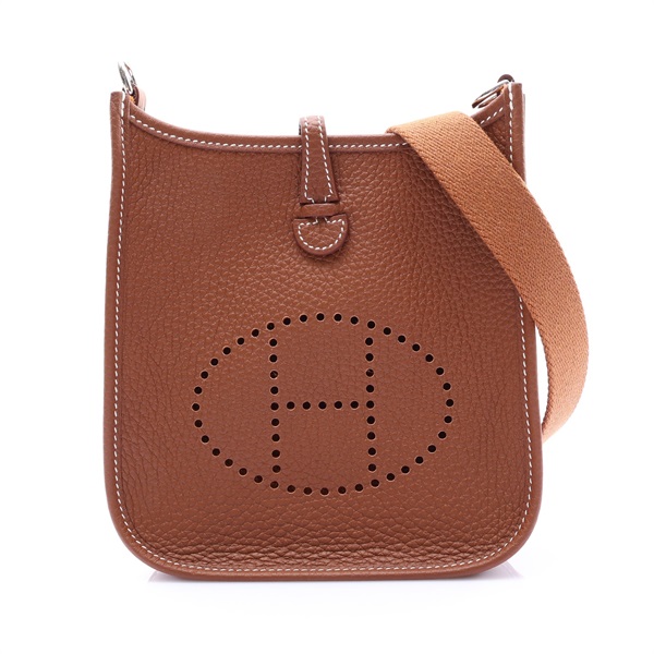 金棕色 TC牛皮  Mini Evelyne 肩背包 U刻 銀釦【HERMES 愛馬仕】 H069426CK