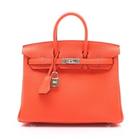 火橘色 Togo牛皮 Birkin 25 柏金包 手提包 K刻 銀扣【HERMES 愛馬仕】 H041344