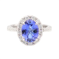 14K白金 坦桑石 鑽石 戒指【JEWELRY 無品牌珠寶】 Tanzanite 3.4g