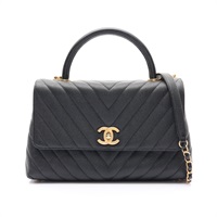 黑色 山形紋牛皮 Coco Handle Flap 兩用包 無卡【CHANEL 香奈兒】 A92991