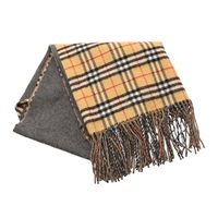 棕色格紋 灰色 喀什米爾 三角圍巾【BURBERRY 巴寶莉】 8007637