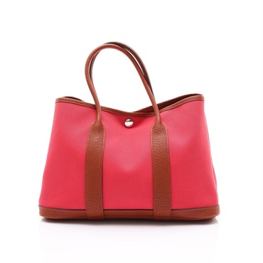 杜鵑粉色 Toile H帆布 Negonda牛皮 Garden Party 30 手提包 U刻【HERMES 愛馬仕】