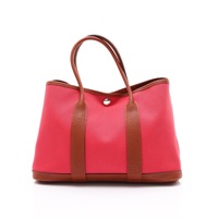 杜鵑粉色 Toile H帆布 Negonda牛皮 Garden Party 30 手提包 U刻【HERMES 愛馬仕】