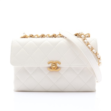 白色 菱格紋 牛皮 Chain Frap Bag 肩背包【CHANEL 香奈兒】 AS3227