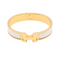 白色琺瑯 金色鍍金 Click H 手環【HERMES 愛馬仕】 H700001F
