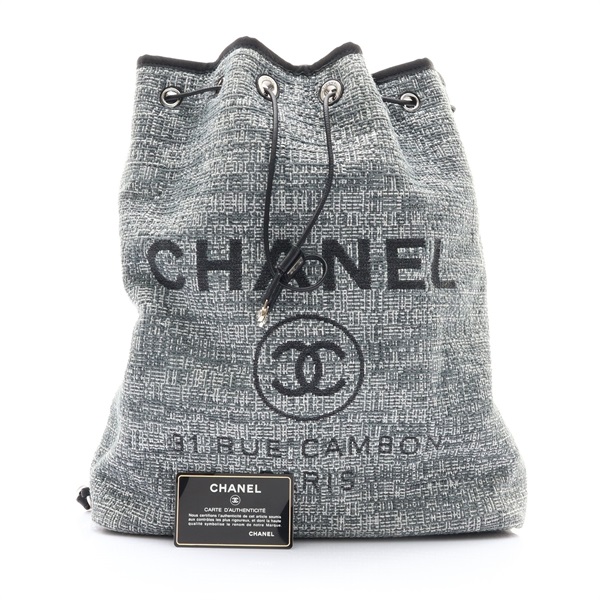 黑/灰色 粗花呢 Deauville 後背包【CHANEL 香奈兒】 A93787