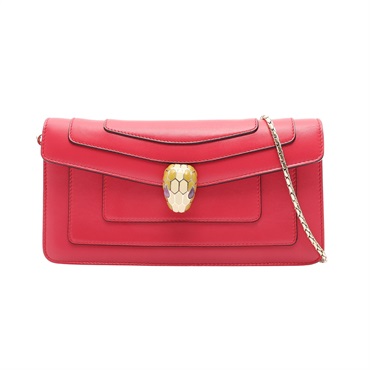 桃紅色 牛皮 Serpenti Forever Chain Clutch 肩背包【BVLGARI 寶格麗】 285167
