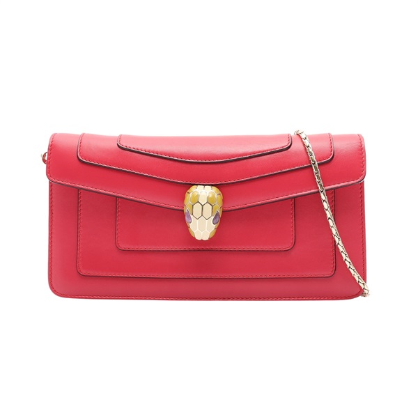 桃紅色 牛皮 Serpenti Forever Chain Clutch 肩背包【BVLGARI 寶格麗】 285167